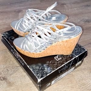 Rampage Women's Silver Bleecker Platform Strappy Wedge Sandals